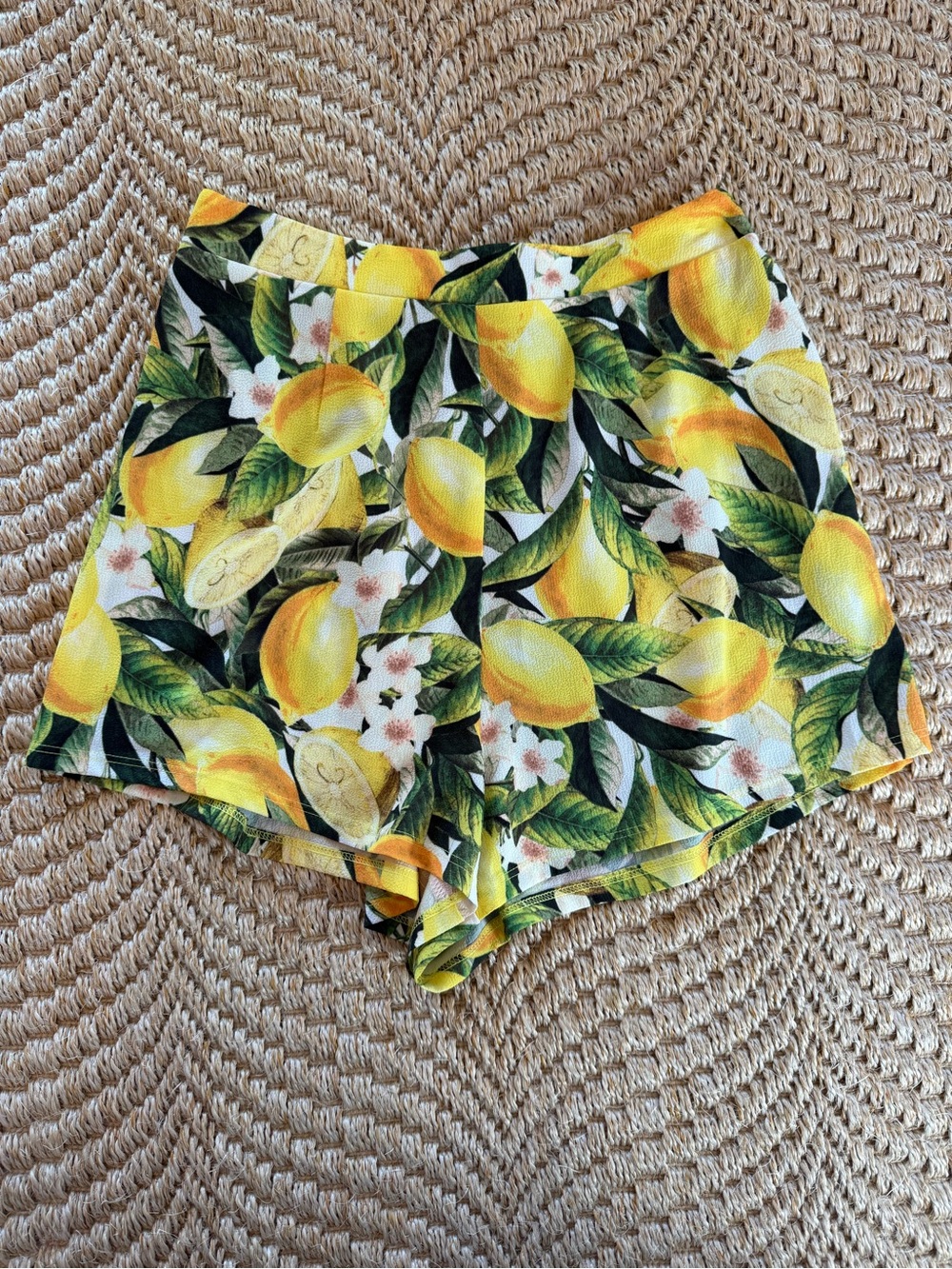 Show Me Your Mumu Yellow Lemon Print High-Waist Shorts